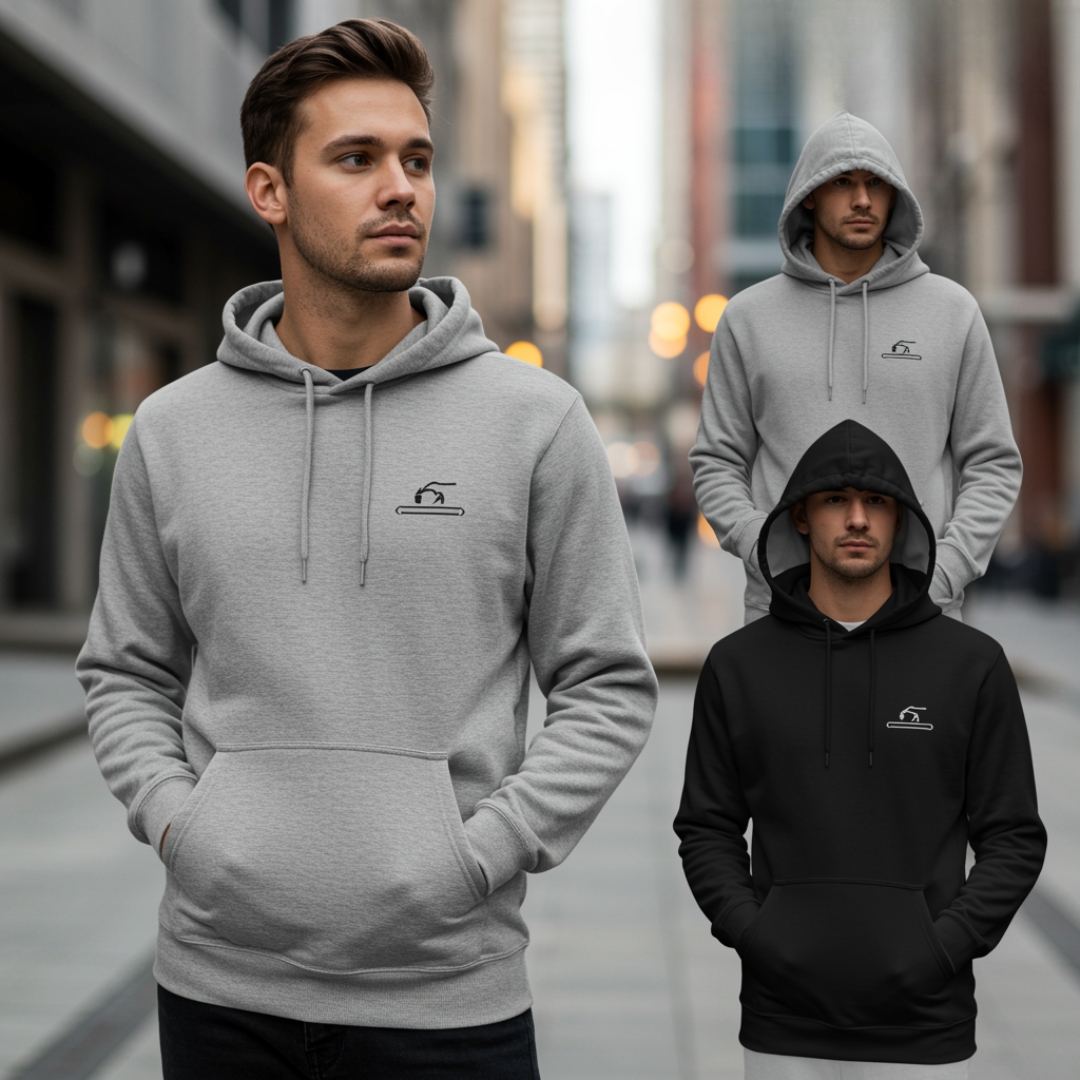 Custom premium hoodie mockup in organic cotton, sustainable clothing, product by Print Design SF